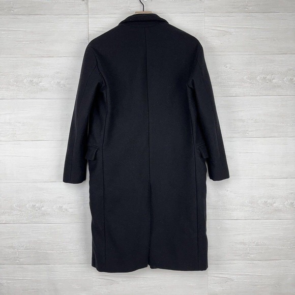 All Saints Oren Rib Wool Coat Women XS Black Long Sleeves Overcoat Italian Cloth - Picture 10 of 16